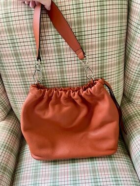 Vince Camuto Burnt Orange Gathered Leather Shoulder Bag